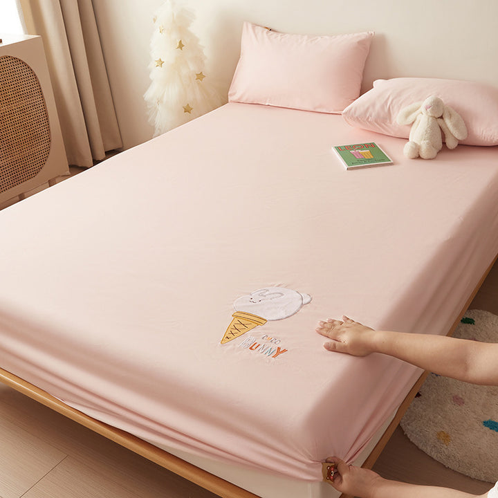 Cotton Jersey Stretch Fitted Bed Sheet with Embroidered Lion Car