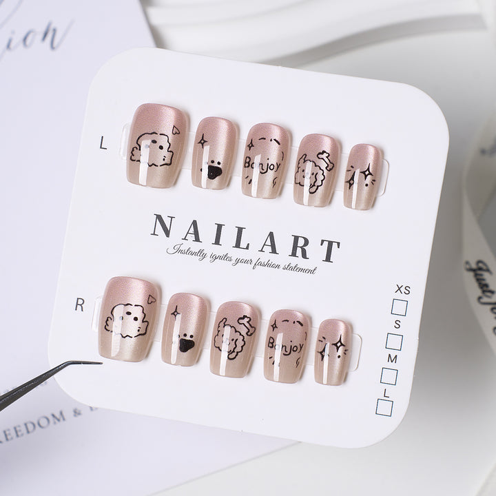 Decorative Press-On Nail Extensions with Bow and Rhinestone Accents Stornfield