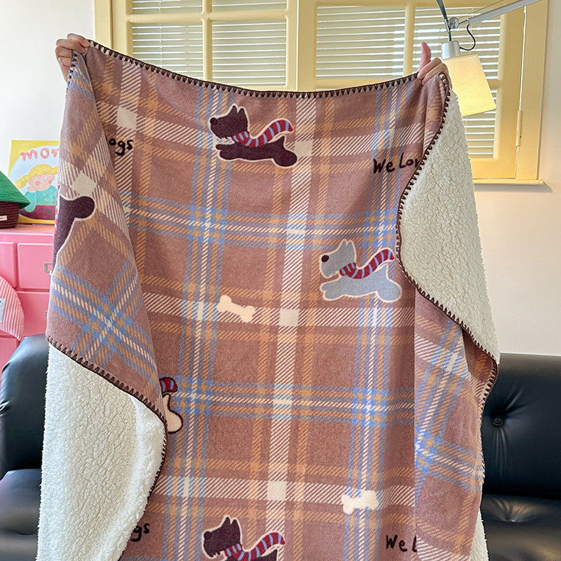 Cozy Dog-Themed Sherpa Blanket