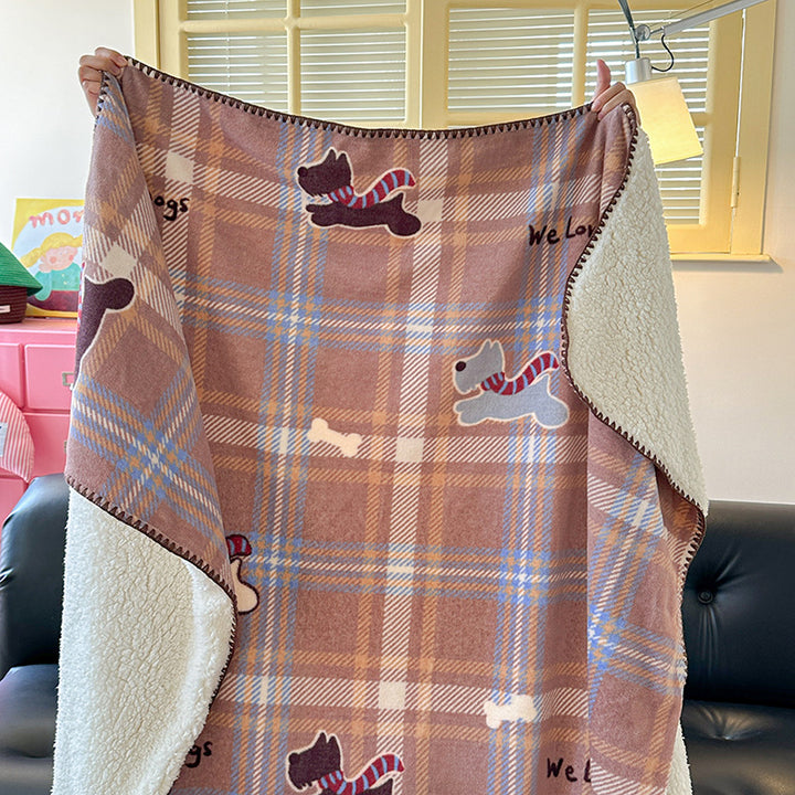 Cozy Dog-Themed Sherpa Blanket