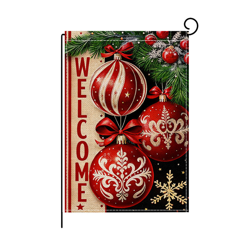 Outdoor Decorative Garden Flag Winter Lantern Poinsettia Design