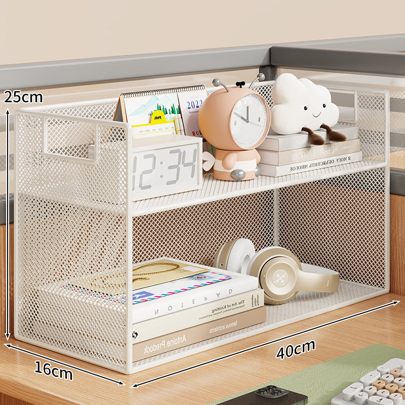 Mesh Desktop Open-Shelf Organizer with Integrated Handles and Dividers