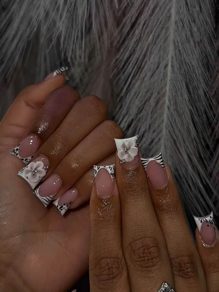 Luxury Floral French Tip Nail Extensions Stornfield