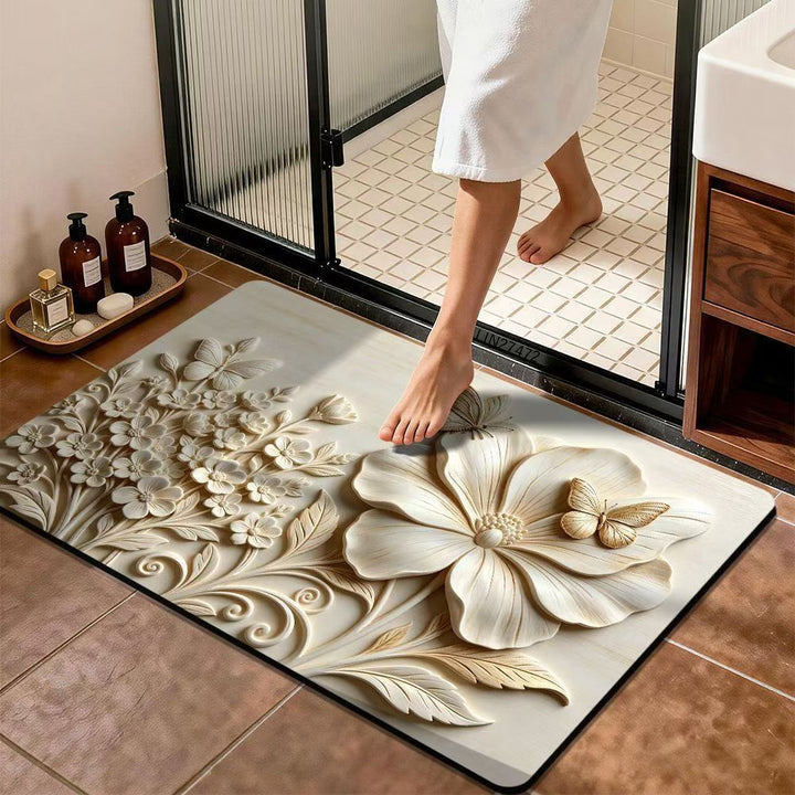 Premium Floral Design Bath Mat Stornfield