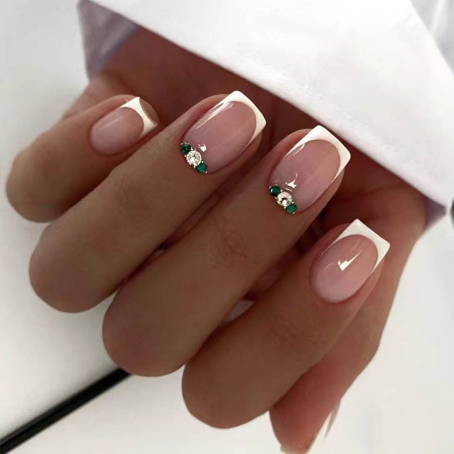 Art nail set with elegant French design and glittering accents Stornfield
