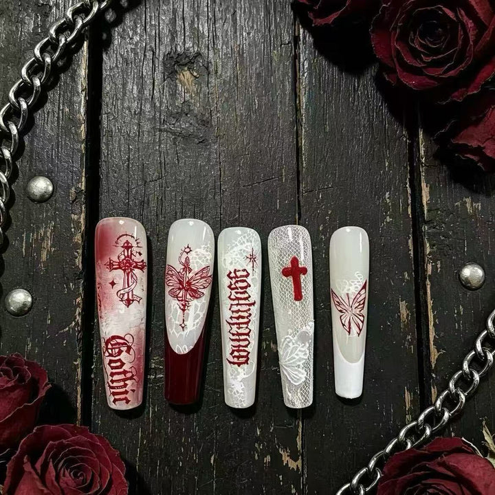 Gothic Themed Press-On Nail Art Stornfield