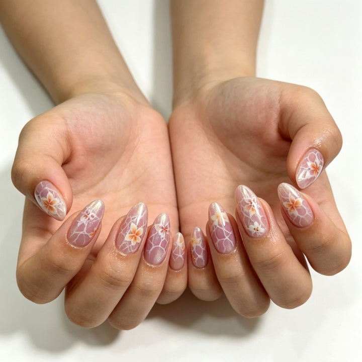 Floral Acrylic Nail Art Extensions