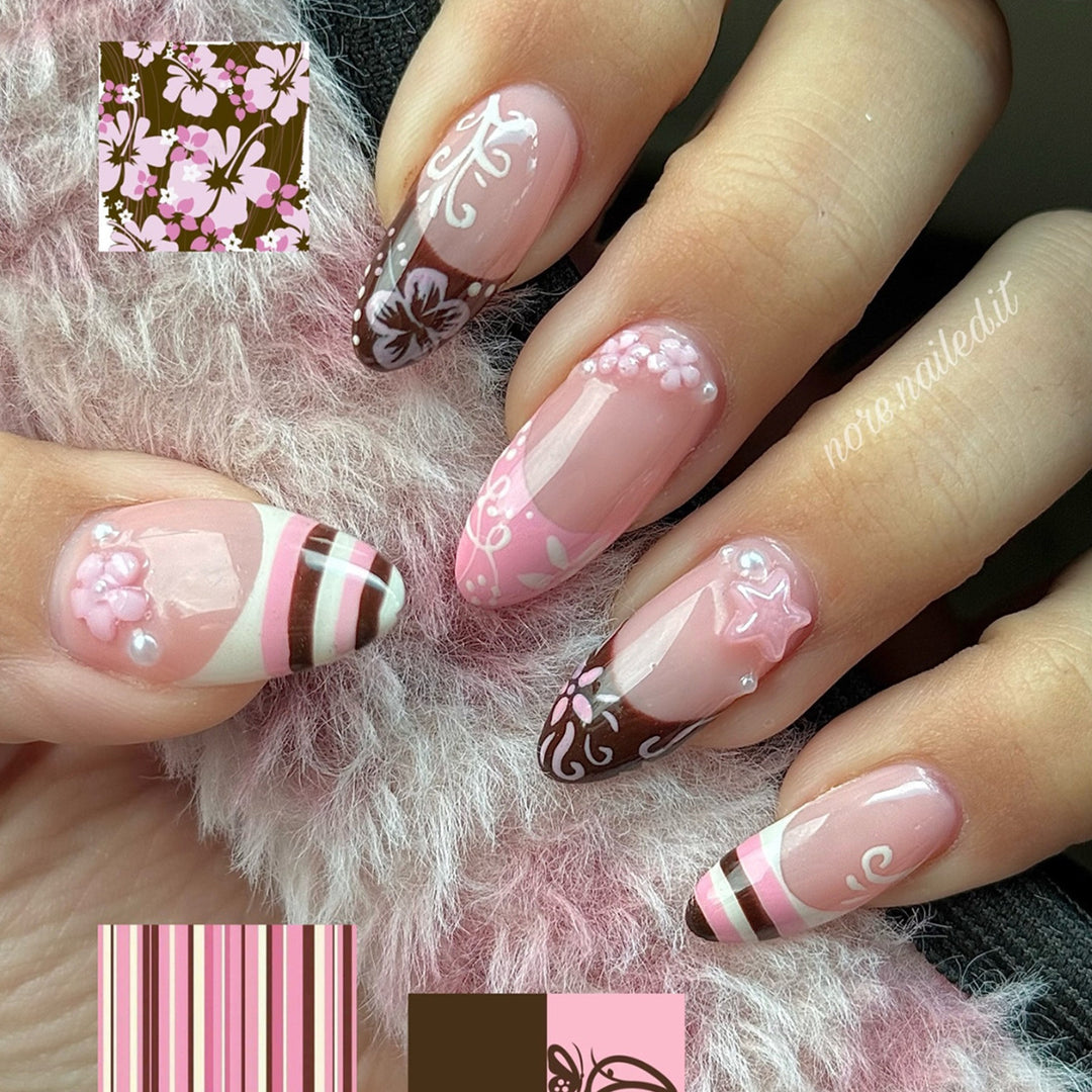 Artistic Floral Press-On Nail Tips Stornfield