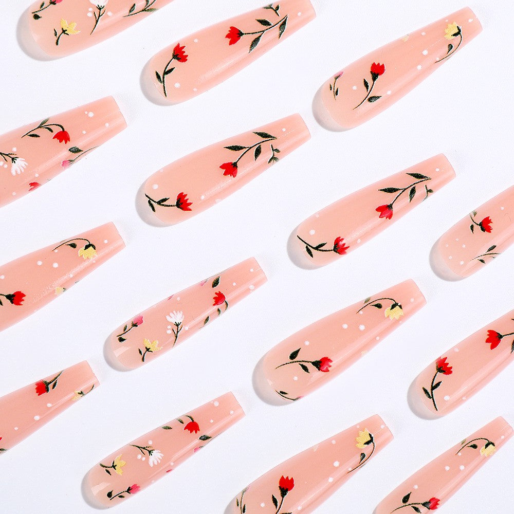 Elegant artificial nails with floral decorations Stornfield