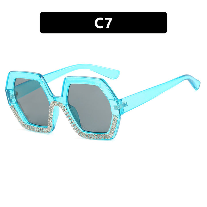 Women's extravagant sunglasses with hexagonal frame and rhinestone accents Stornfield