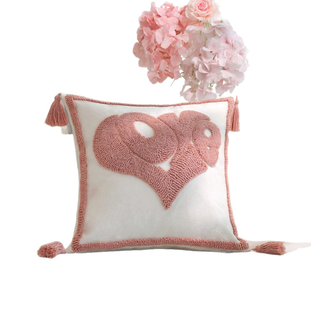 Playful decorative cushion with heart design