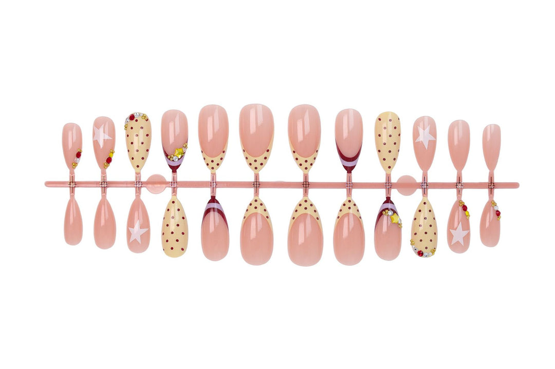 Acrylic Nail Set with Luxurious Accents and Creative Designs Stornfield