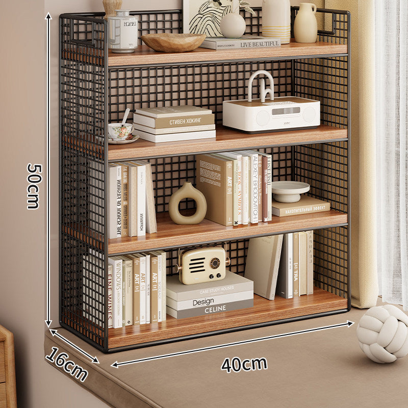 Tiered Metal Grid Countertop Display Shelf Organizer with Open Mesh Panels