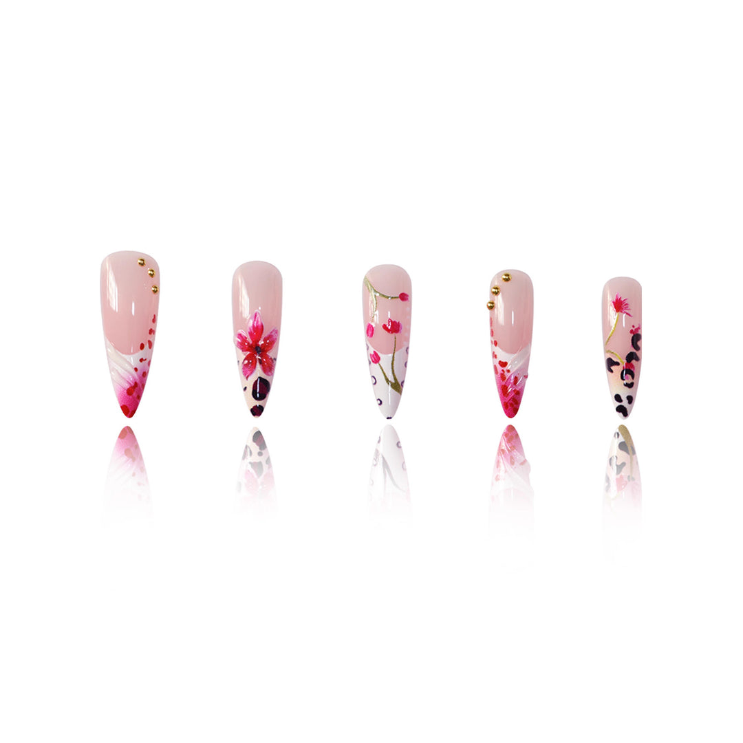 Floral Design Stiletto Press-On Nail Art Stornfield