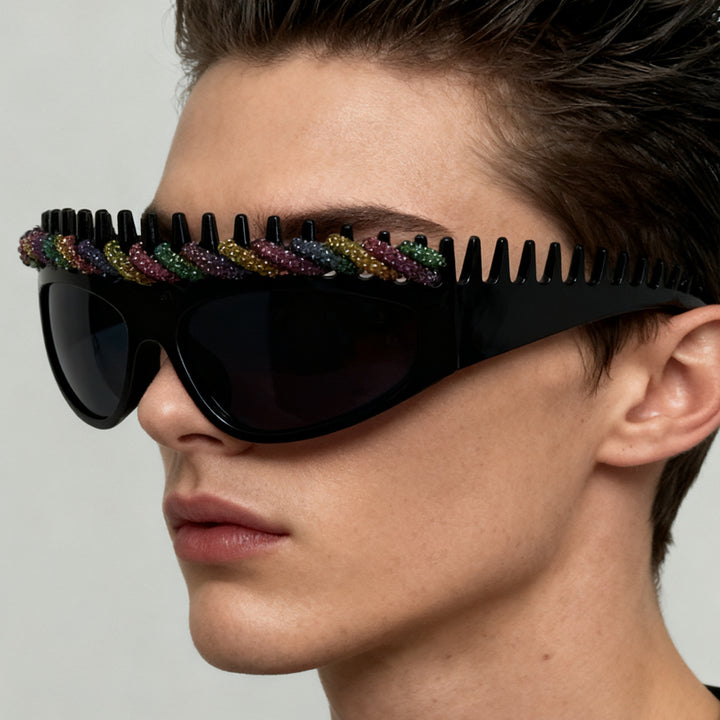 Ladies sporty sunglasses with intricate design and sparkling accents Stornfield
