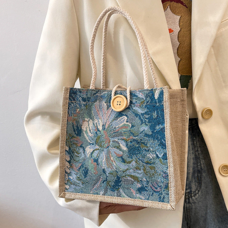 Floral Embroidered Artisan Tote