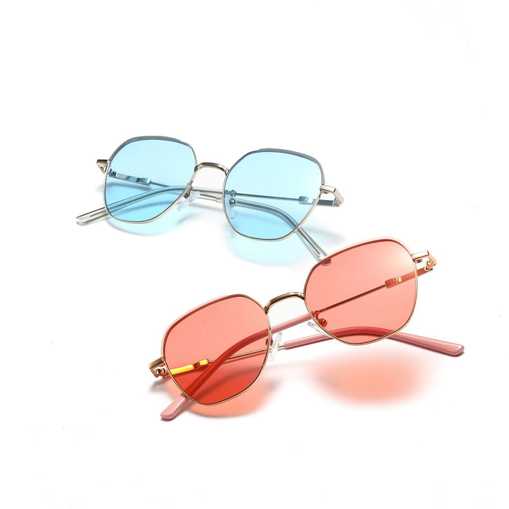 Women’s fashionable sunglasses with slim metal frame and blue lenses Stornfield