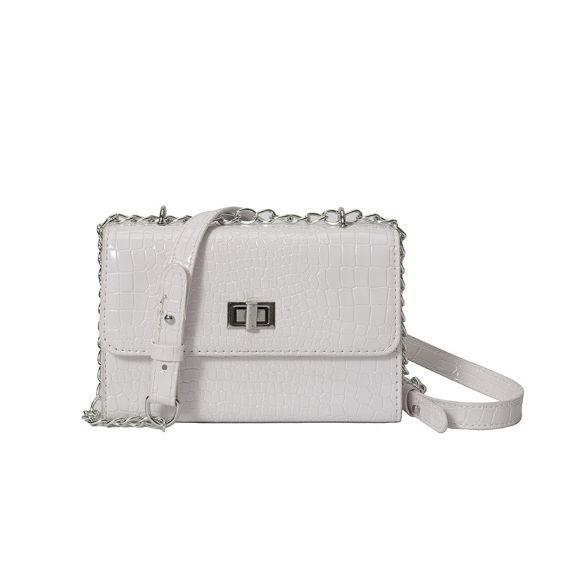 Croc-Embossed Structured Crossbody Handbag
