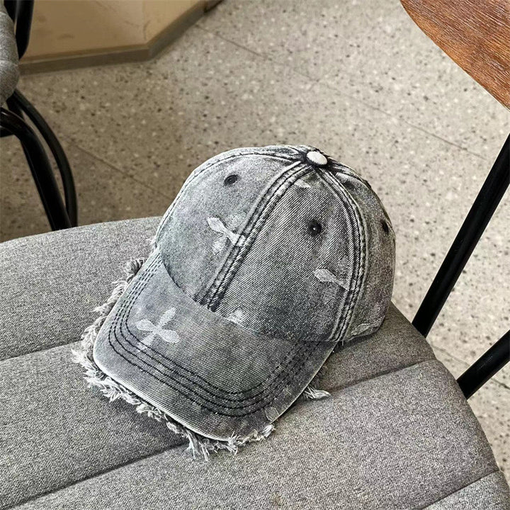 Women's Distressed Denim Fringe Baseball Cap Stornfield
