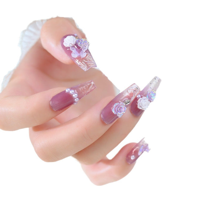 Floral Embellished Press-On Nail Set Stornfield