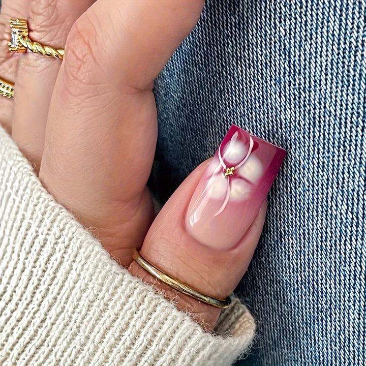 Artistic Gel Nail Extensions with Floral Design Stornfield
