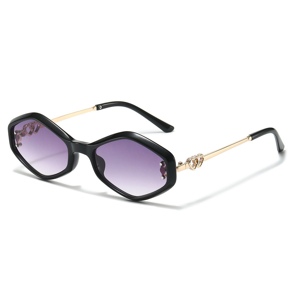 Geometric Frame Sunglasses with Rhinestone Accents Stornfield
