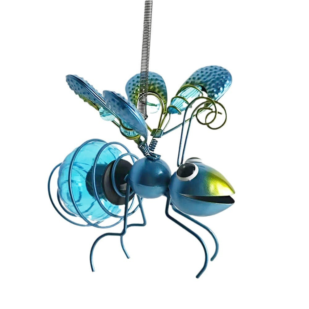 Whimsical Hanging Glass Bee Solar Garden Lantern Ornament Stornfield