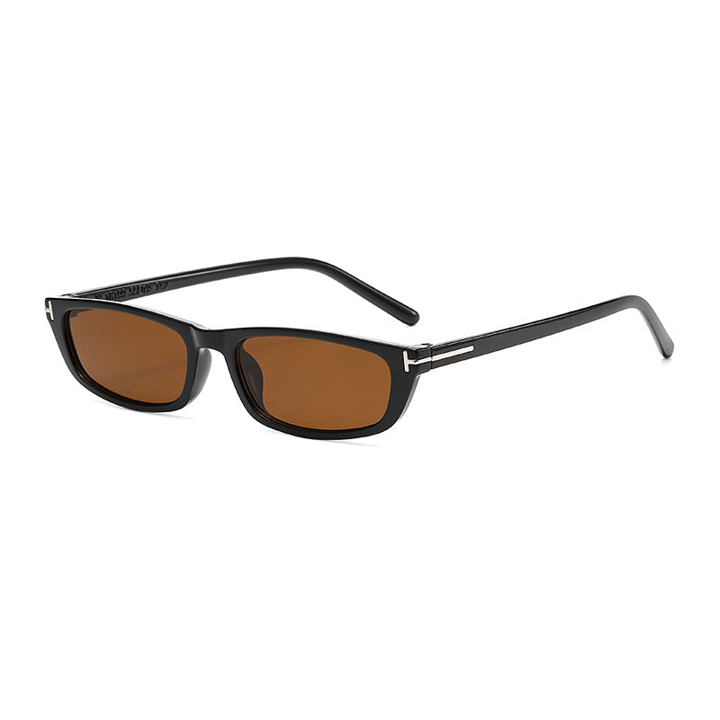 Women's fashionable sunglasses with narrow frame and brown lenses Stornfield