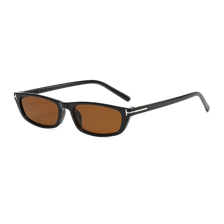 Women's fashionable sunglasses with narrow frame and brown lenses Stornfield