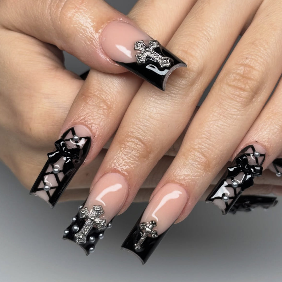 Gothic Elegance Long Nail Art Extensions Stornfield