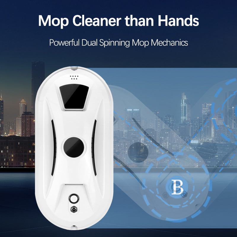 robotic window cleaner with dual spinning microfiber mops and spray function Stornfield