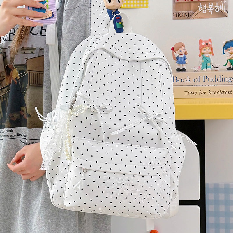 Stylish Polka Dot Patterned School Backpack Stornfield