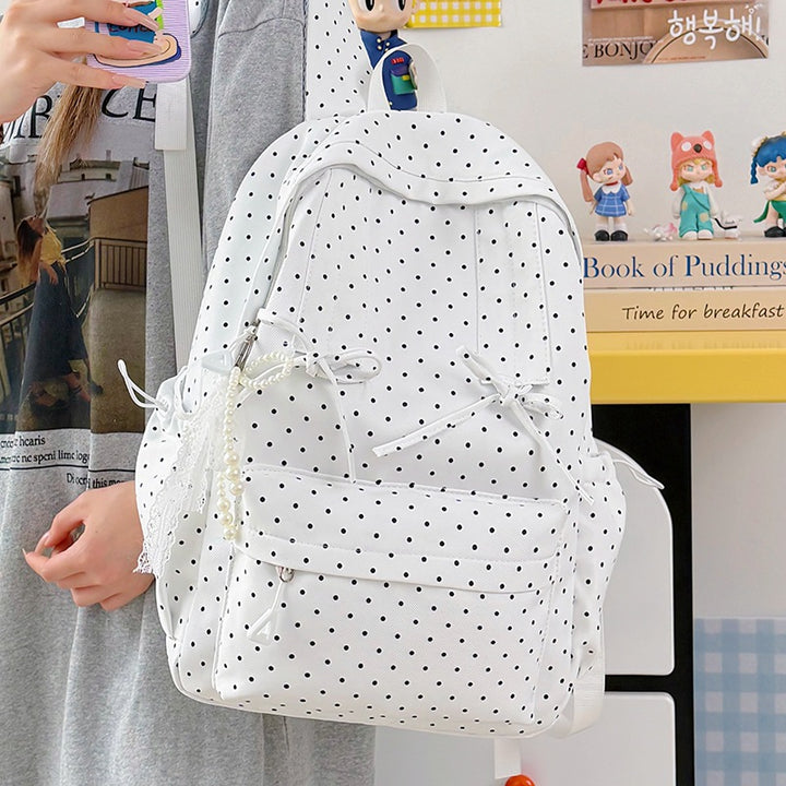 Stylish Polka Dot Patterned School Backpack Stornfield