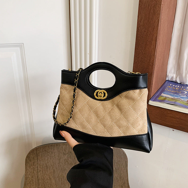 Quilted Multi-Texture Handheld Tote Bag