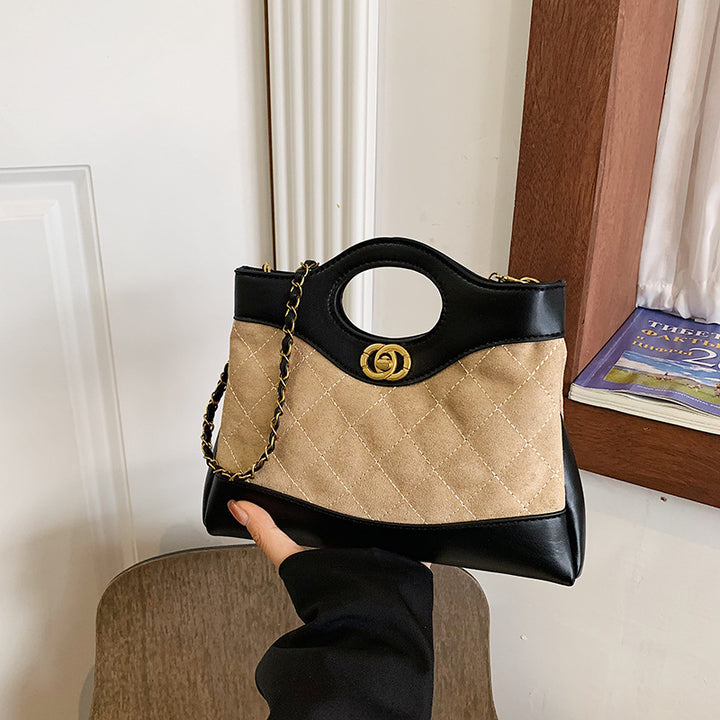 Quilted Multi-Texture Handheld Tote Bag