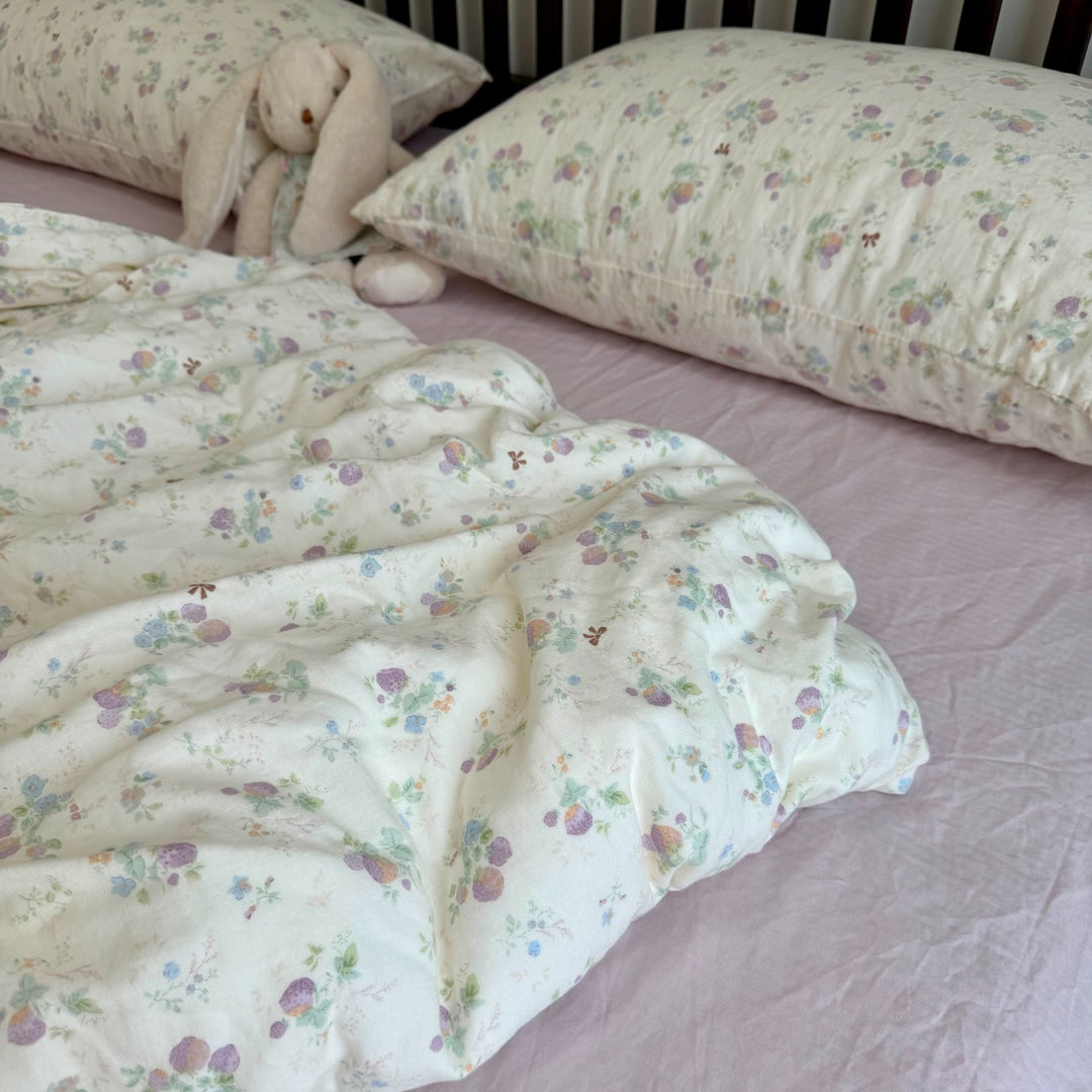 Floral Cotton Reversible Duvet and Sheet Nursery Bedding Set