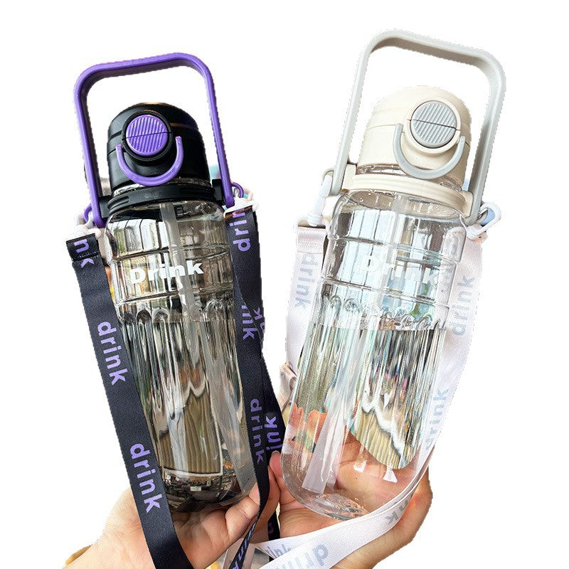 Women's large transparent drinking bottle with integrated carrying handle Stornfield