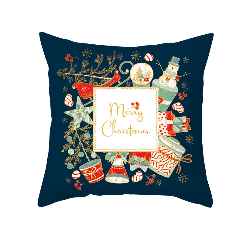 Decorative Holiday Throw Pillow Cover with Festive Ornament Print