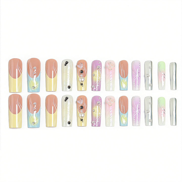 Artificial nail set with elegant floral and sparkling accents Stornfield