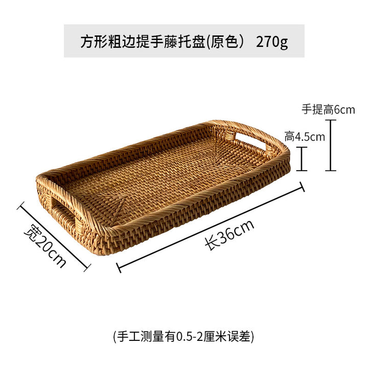 Women's rectangular serving platter made of natural rattan Stornfield