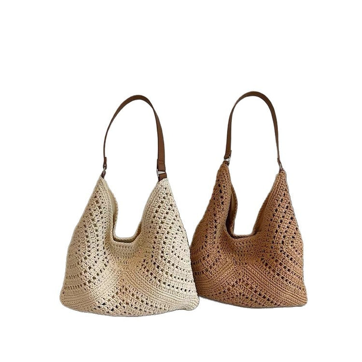 Knit shoulder bag with leather handles Stornfield