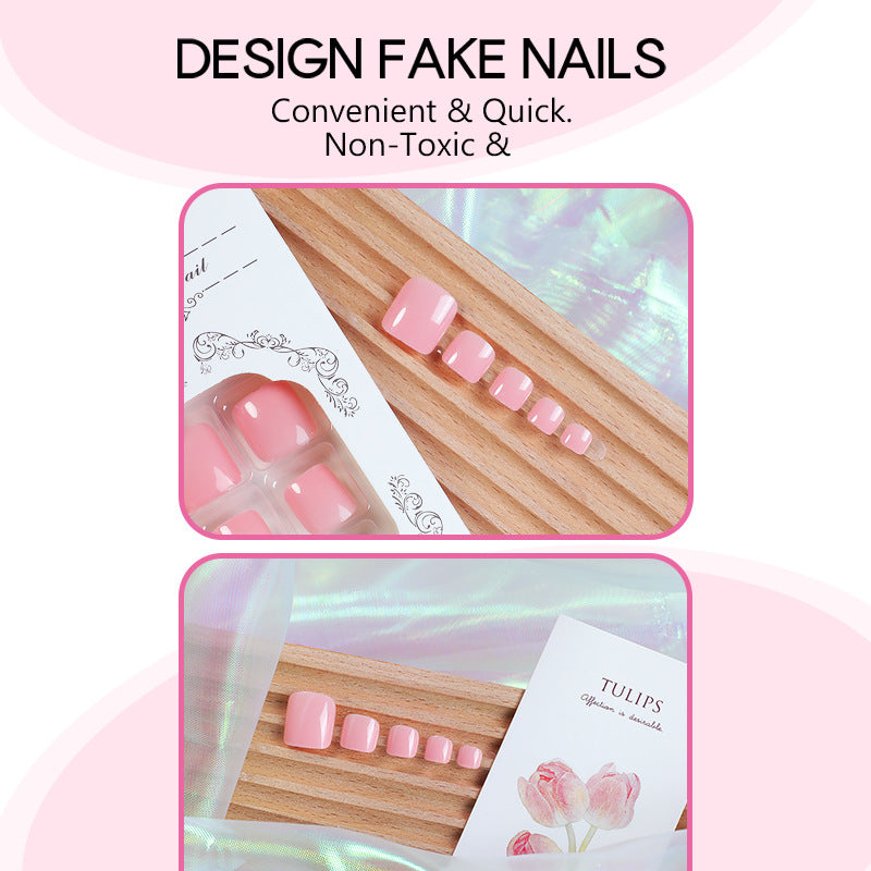 Glossy Press-On Toenails with Natural Finish Stornfield