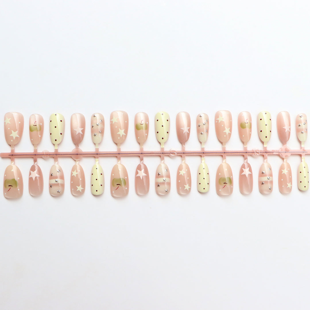 Decorative Press-On Nail Set with Star and Dot Design Stornfield