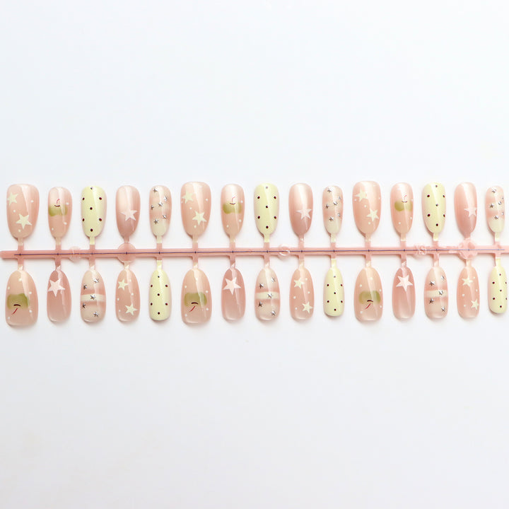 Decorative Press-On Nail Set with Star and Dot Design Stornfield
