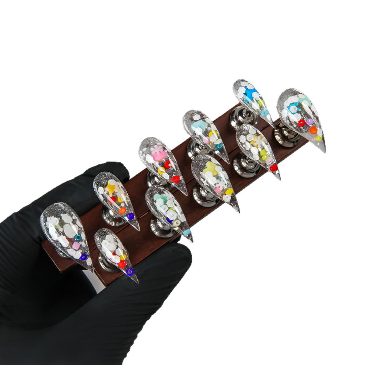 Glamorous Stiletto Press-On Nails with Glitter Accents