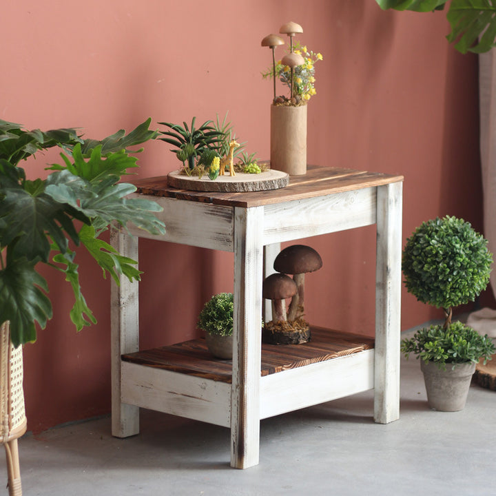 Handmade side table made of solid wood Stornfield