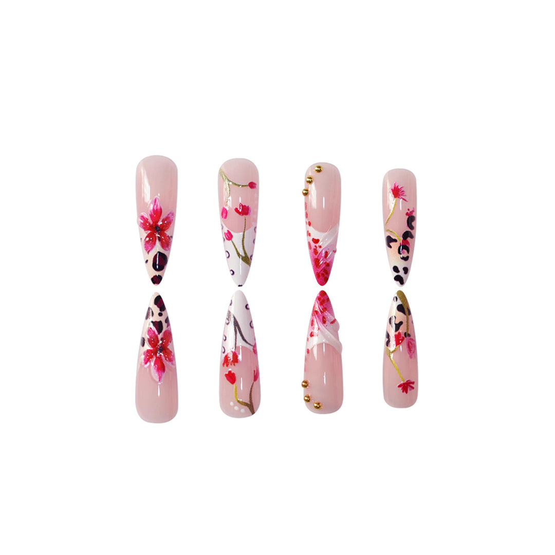 Floral Design Stiletto Press-On Nail Art Stornfield