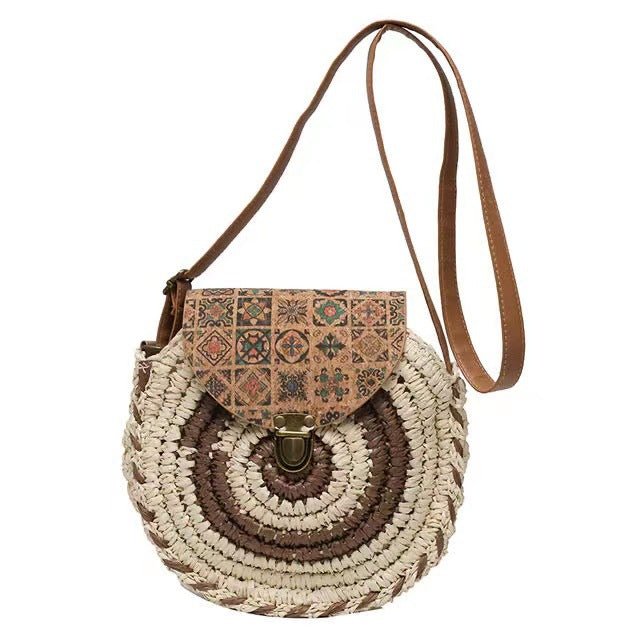 Round Bast Bag with Adjustable Leather Strap Stornfield
