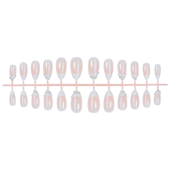 Elegant Press-On Nail Set with Pearlescent Accents Stornfield