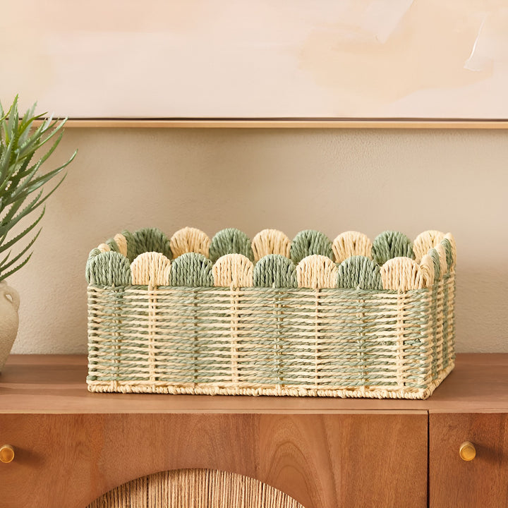 Decorative Scalloped Woven Storage Box Stornfield
